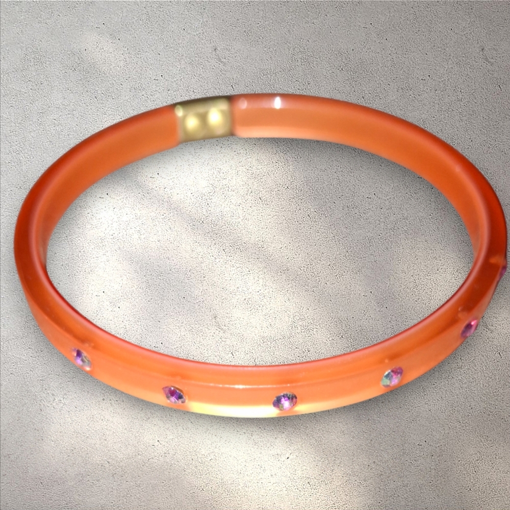 J Crew Lucite & Rhinestone Designer Bangle Stackable Bracelet